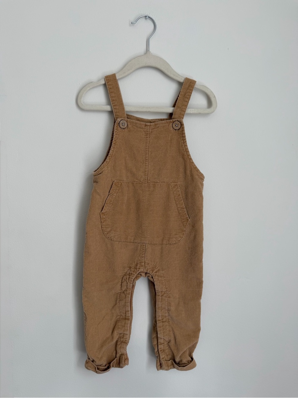 Rabbit+Bear Kids Tan Corduroy Overalls (Size 18m)